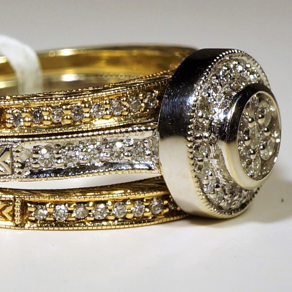 14KTT Gold Diamond ring set of 3 - Picture 3 of 8